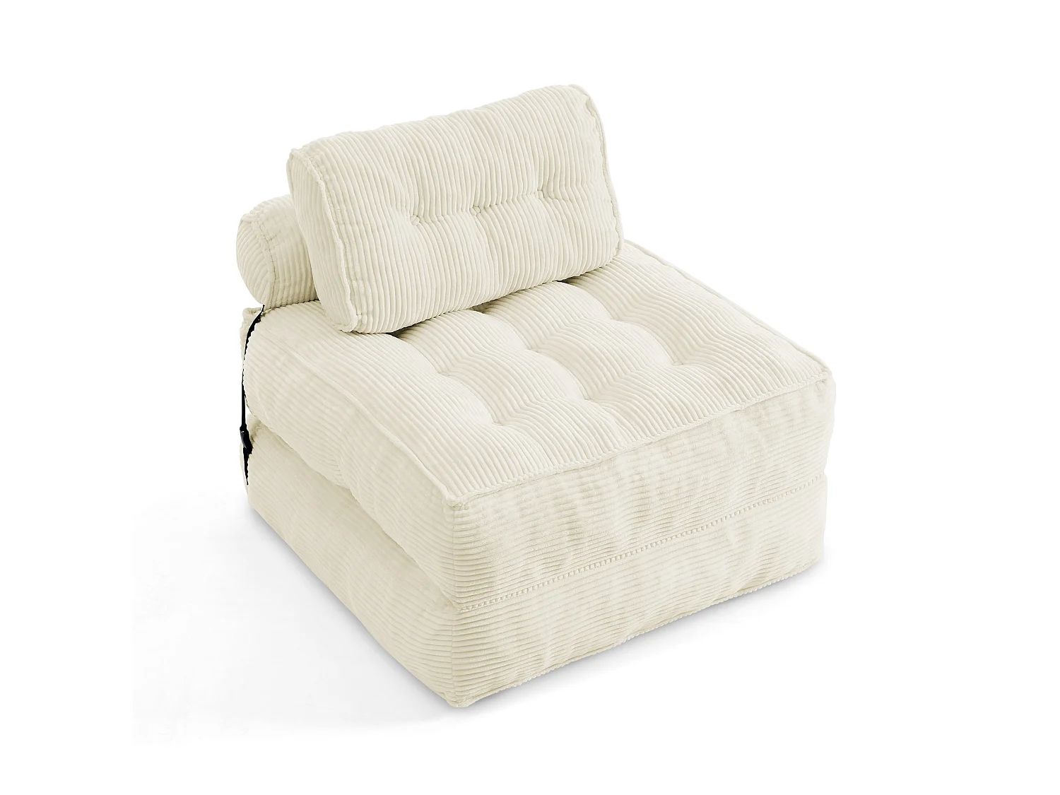 Chauffeuse convertible 1 place fauteuil de sol en velours côtelé beige