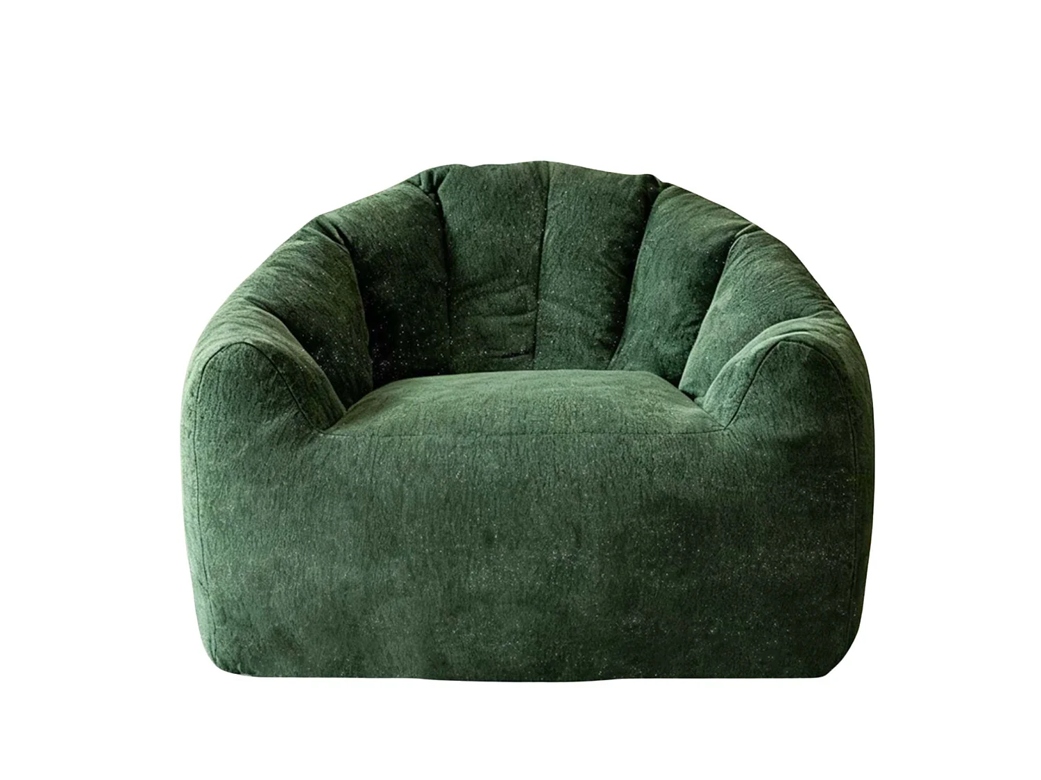 Fauteuil pouf bean bag rond tissu flanelle vert avec paillettes 99x86x64cm