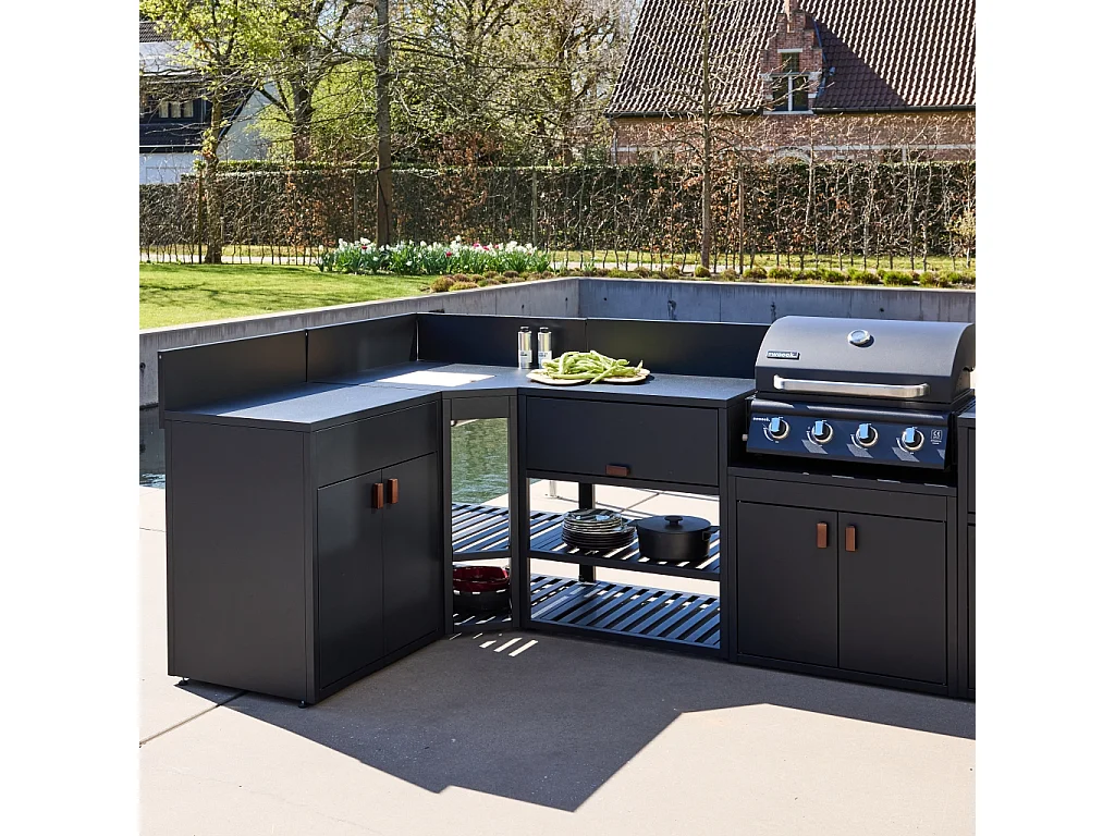 Cocina exterior 6 módulos de acero con barbacoa de gas 4 quemadores