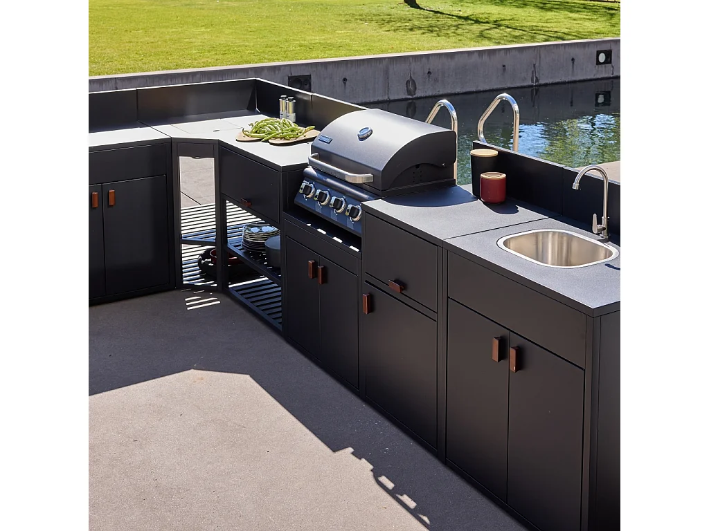 Cocina exterior 6 módulos de acero con barbacoa de gas 4 quemadores