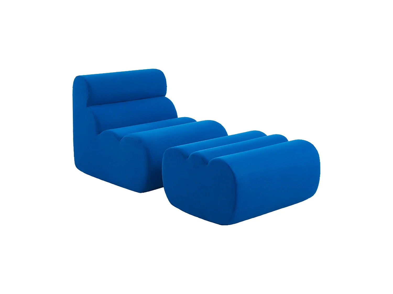 Chauffeuse tissu 1 place avec repose pieds bleu électrique - Nova