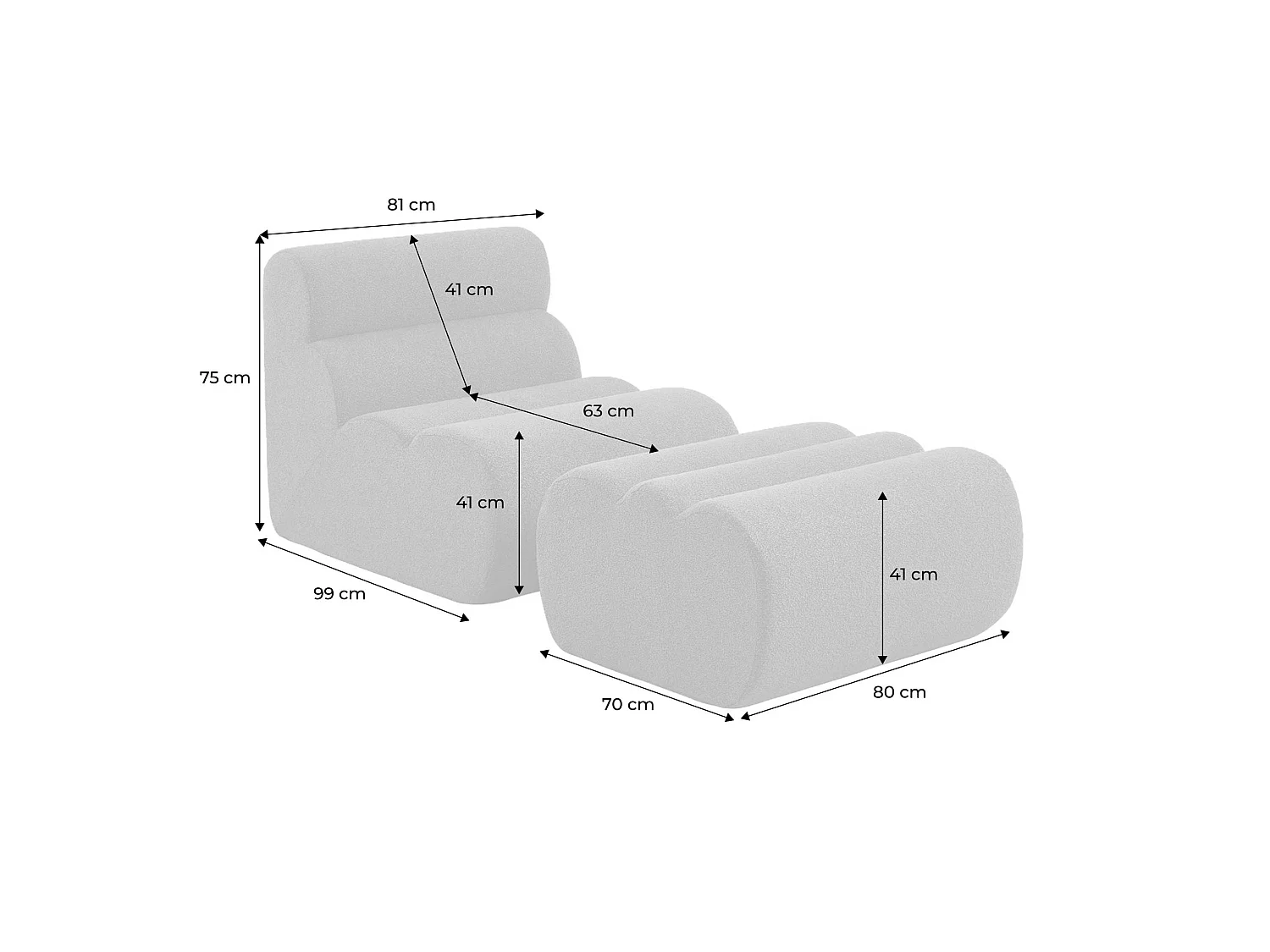 Chauffeuse tissu 1 place avec repose pieds bleu électrique - Nova