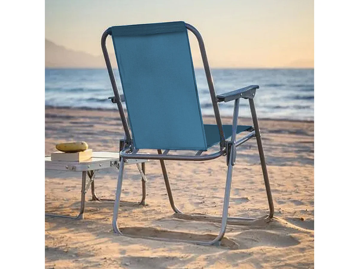 Lot de 4 Chaises Pliante pour Camping de plage,Chaise de plage Portable,bleu pétrole-Longueur 43 x Profondeur 52 x Hauteur 74 cm