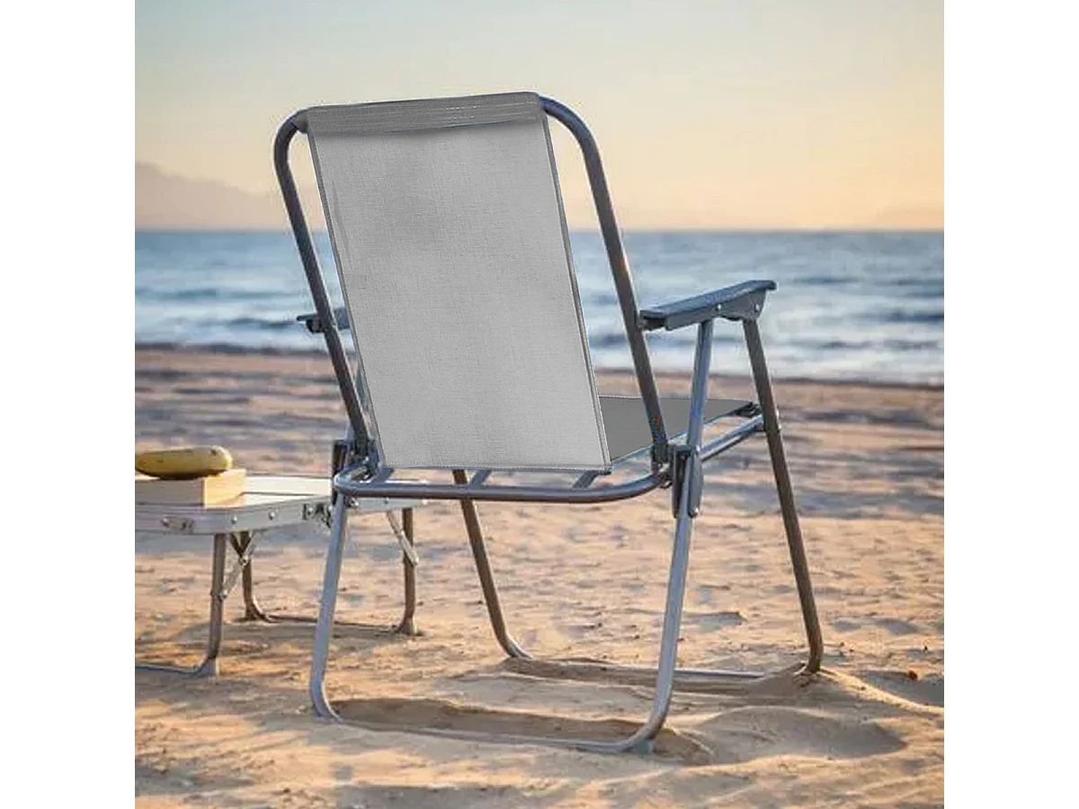 Lot de 4 Chaises Pliante pour Camping de plage,Chaise de plage Portable,gris clair-Longueur 43 x Profondeur 52 x Hauteur 74 cm