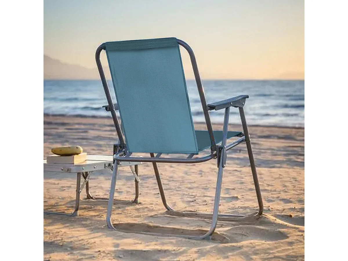 Lot de 4 Chaises Pliante pour Camping de plage, Chaise de plage Portable,turquoire - Longueur 43 x Profondeur 52 x Hauteur 74 cm