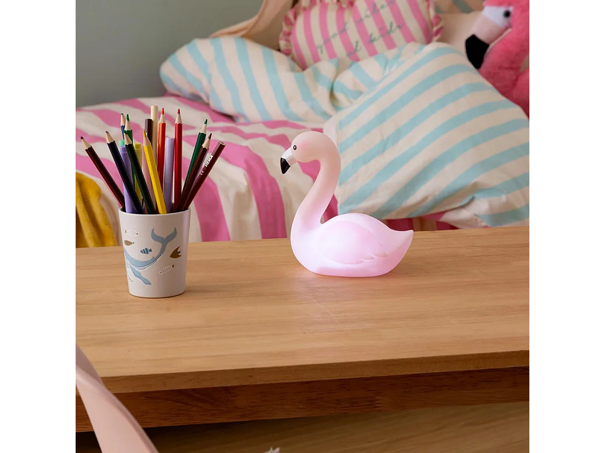 Veilleuse Enfant à Piles "Flamant Rose" 14cm Rose