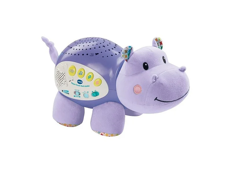 VTech Hippo Dodo Nuit Étoilée - Veilleuse musicale peluche et projecteur d'étoiles