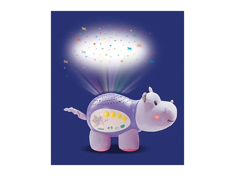 VTech Hippo Dodo Nuit Étoilée - Veilleuse musicale peluche et projecteur d'étoiles