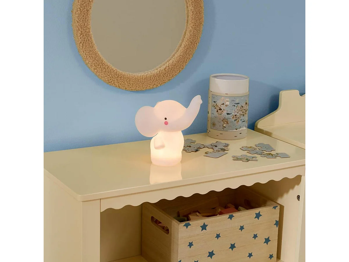 Veilleuse Enfant Éléphant "Softy" 14cm Blanc