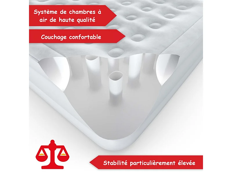 Matelas gonflable Blanc 203x152x46cm pneumatique 2 personnes  Lit d'appoint gonflable