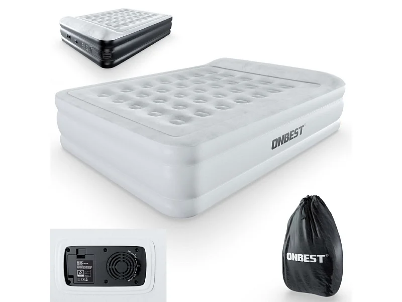 Matelas gonflable Blanc 203x152x46cm pneumatique 2 personnes  Lit d'appoint gonflable