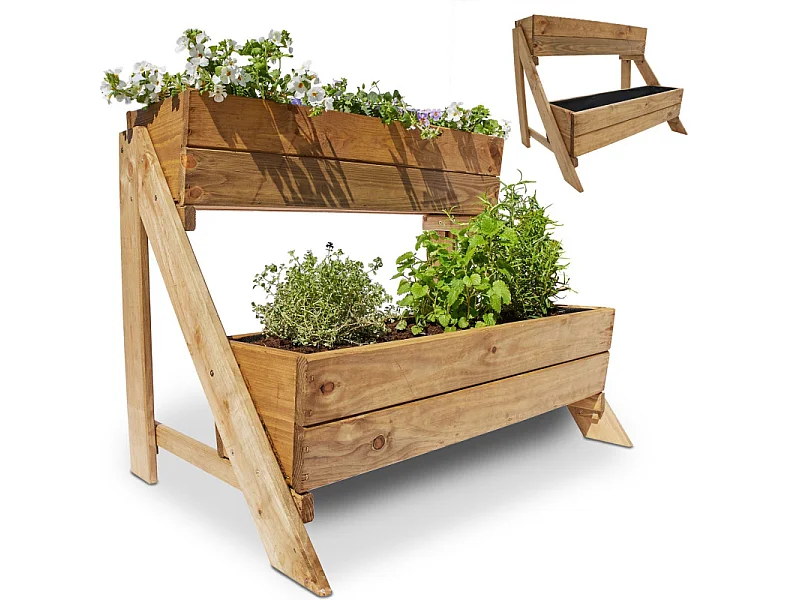 Carré potager surélevé 2 niveaux en bois de pin massif idéale pour terrasse balcon