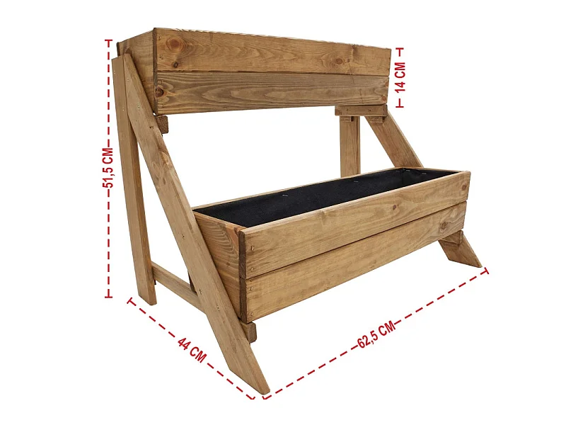 Carré potager surélevé 2 niveaux en bois de pin massif idéale pour terrasse balcon