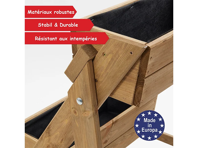Carré potager surélevé 2 niveaux en bois de pin massif idéale pour terrasse balcon