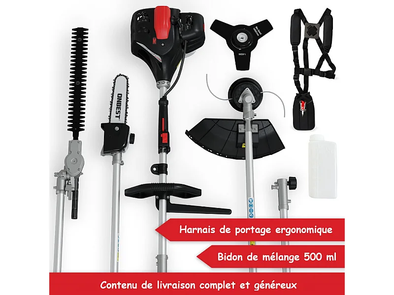Outil multifonction thermique 2temps Débroussailleuse, coupe-bordures, taille-haies et élagueuse