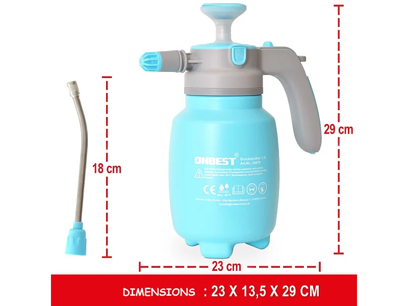 Pulvérisateur à pression 1,5L Buse réglable lance 18cm