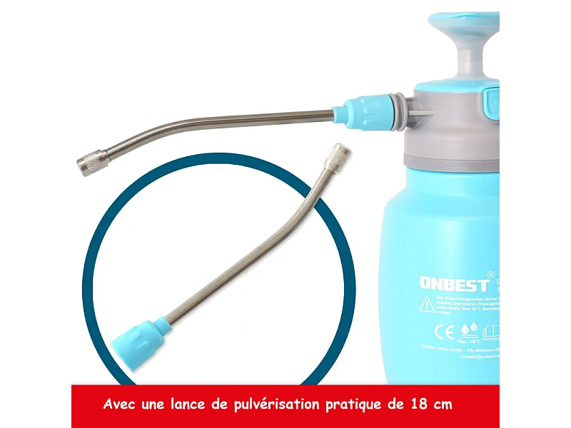 Pulvérisateur à pression 1,5L Buse réglable lance 18cm