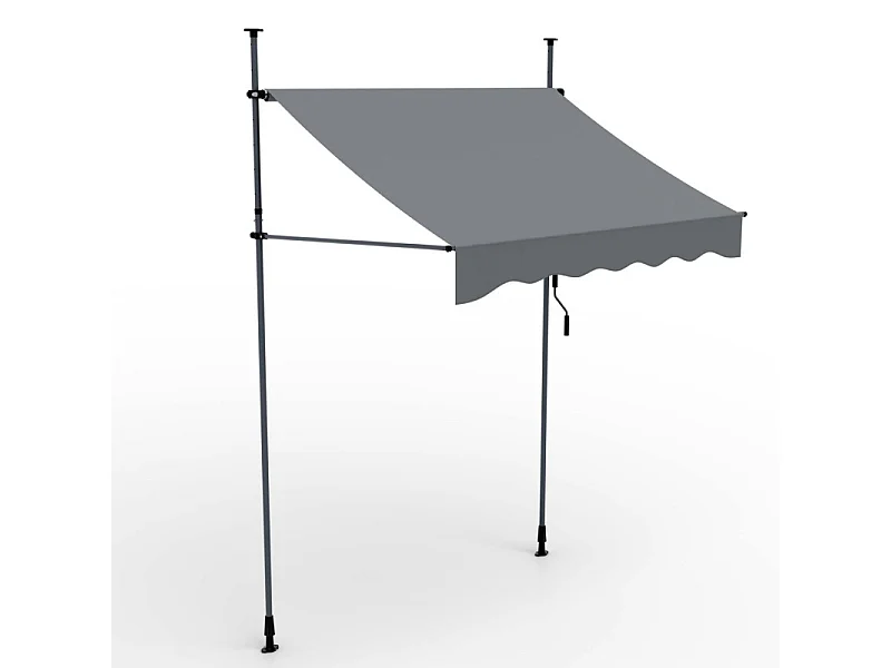 Auvent pour balcon et terasse Gris 200x120cm rétractable avec manivelle réglable en hauteur