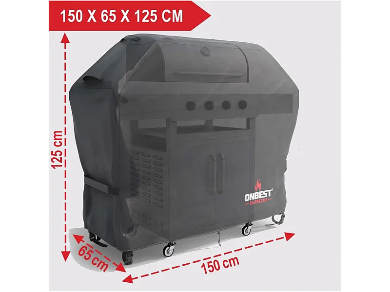 Housse de barbecue 150x65x125cm Imperméable extérieur Taille M