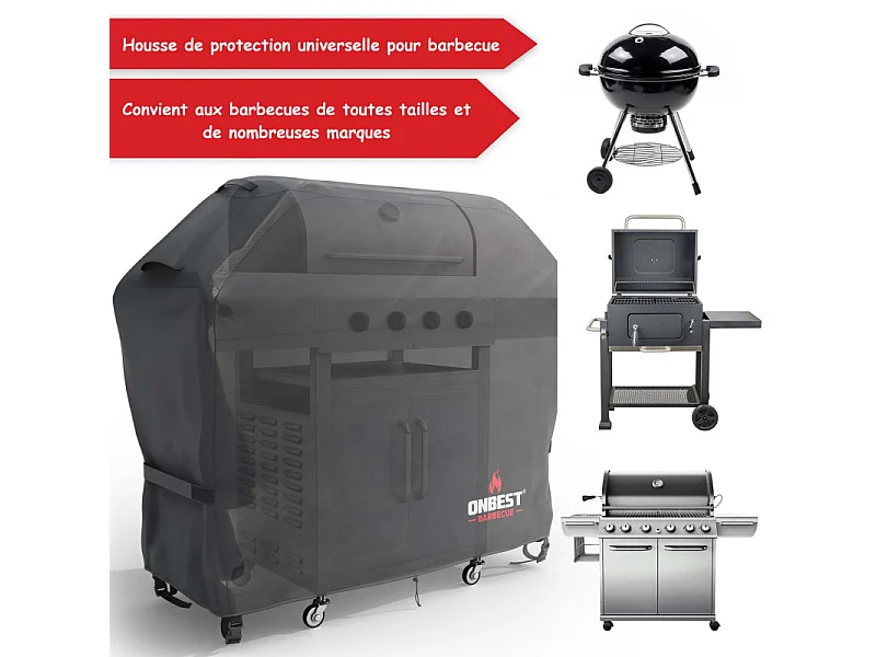 Housse de barbecue 150x65x125cm Imperméable extérieur Taille M