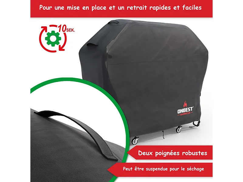 Housse de barbecue 150x65x125cm Imperméable extérieur Taille M