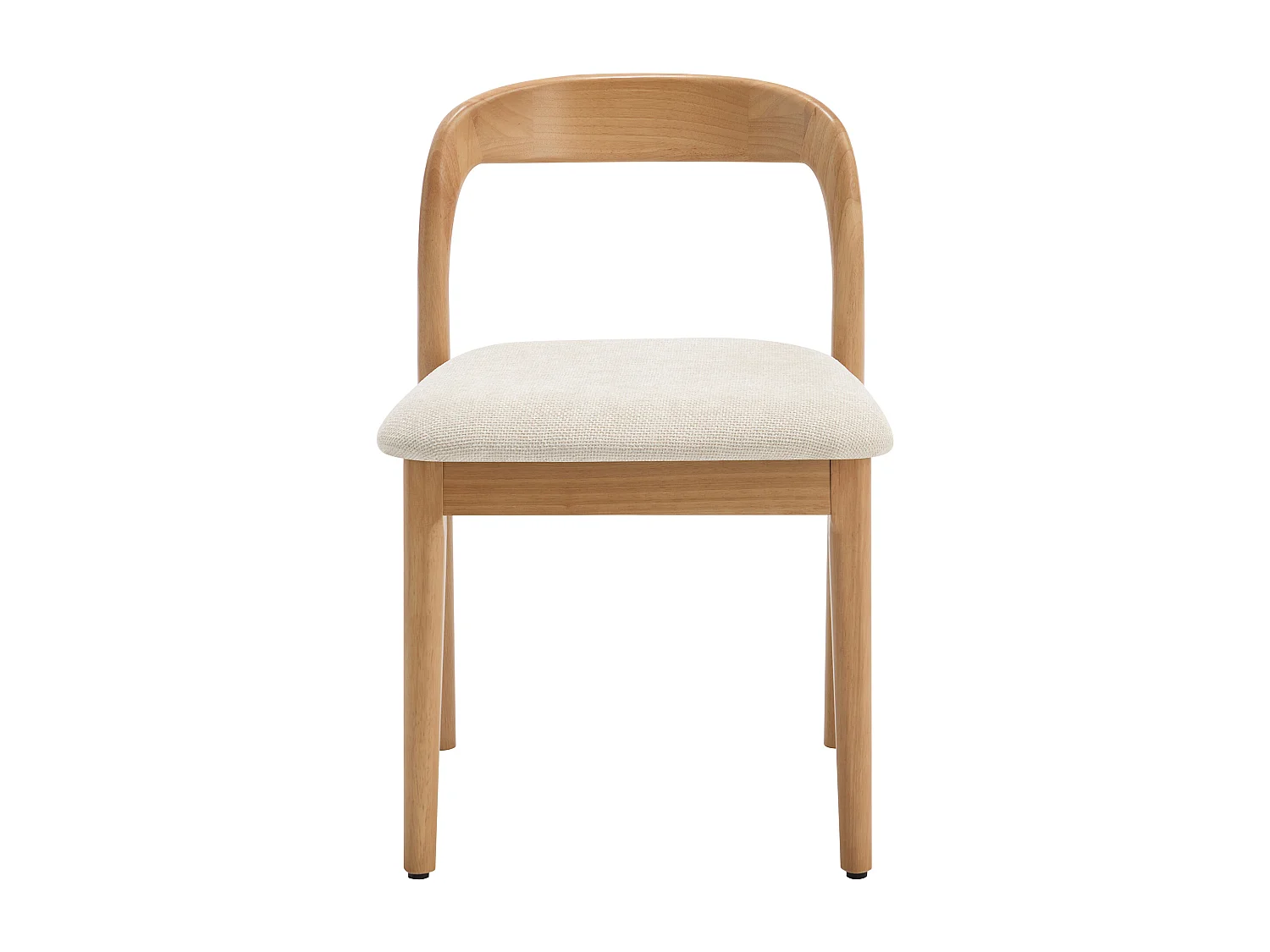 Lot de 6 chaises en tissu texturé et bois d'hévéa - Crème - SERYNA
