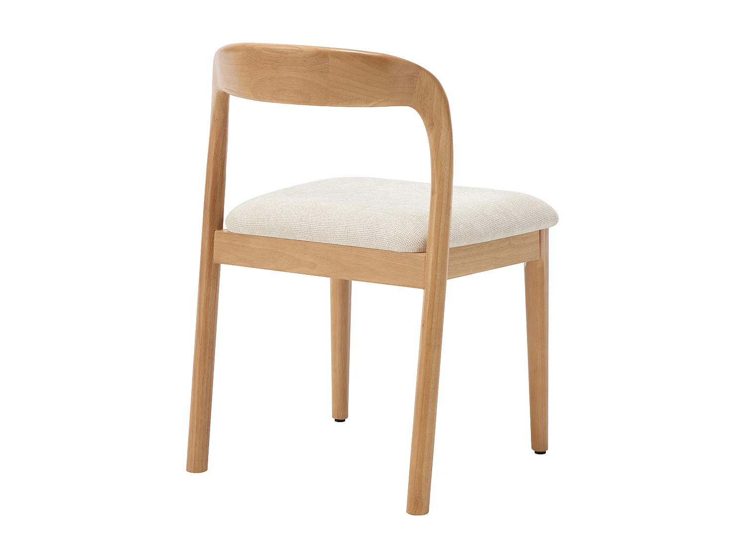 Lot de 6 chaises en tissu texturé et bois d'hévéa - Crème - SERYNA