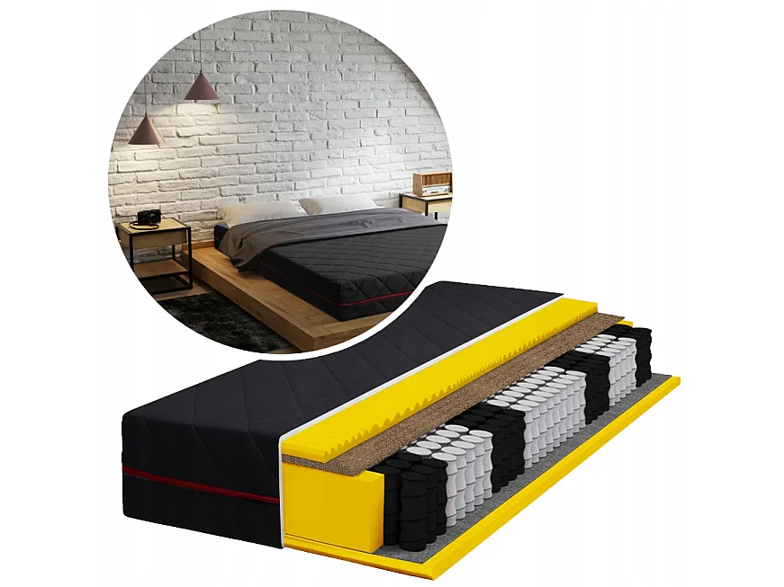 Pocketvering Matras 160x200 cm zwart 24cm hoog met kokos 160X200