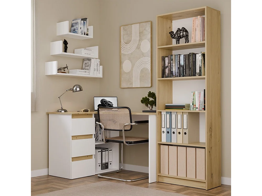 Hoekbureau nice wit eiken  3 lades links Wit