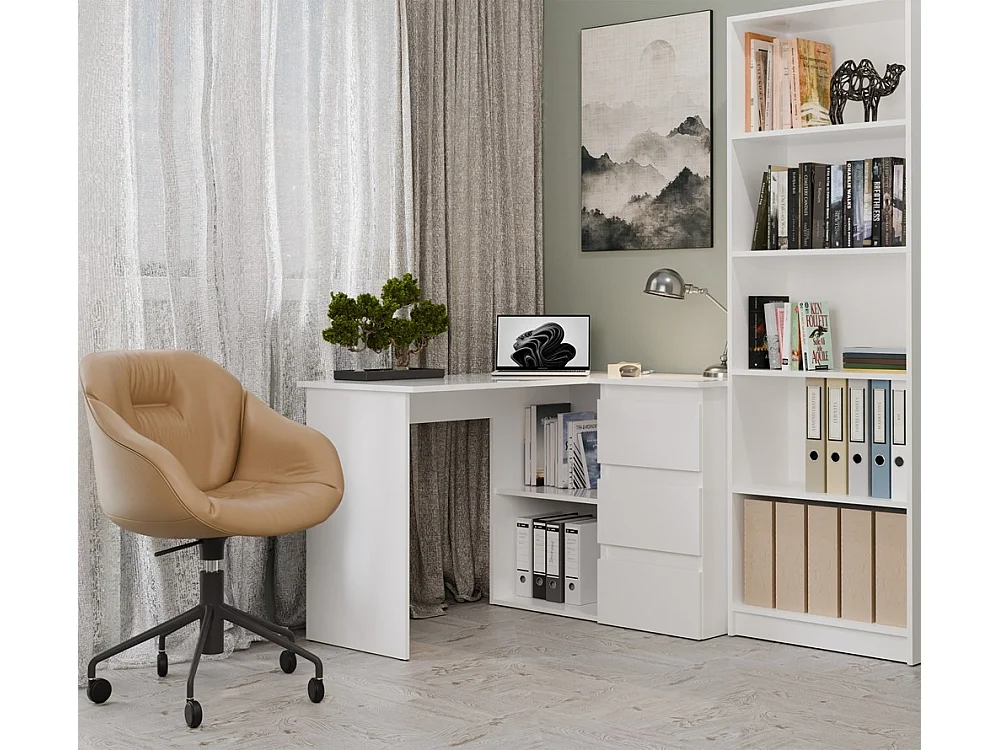 Hoekbureau nice wit rechts 3 lades