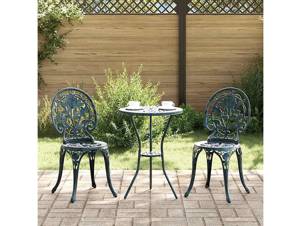 Juego Bistro de Jardín 3 piezas Verde Aluminio