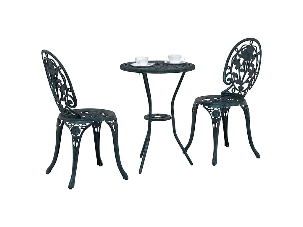 Juego Bistro de Jardín 3 piezas Verde Aluminio