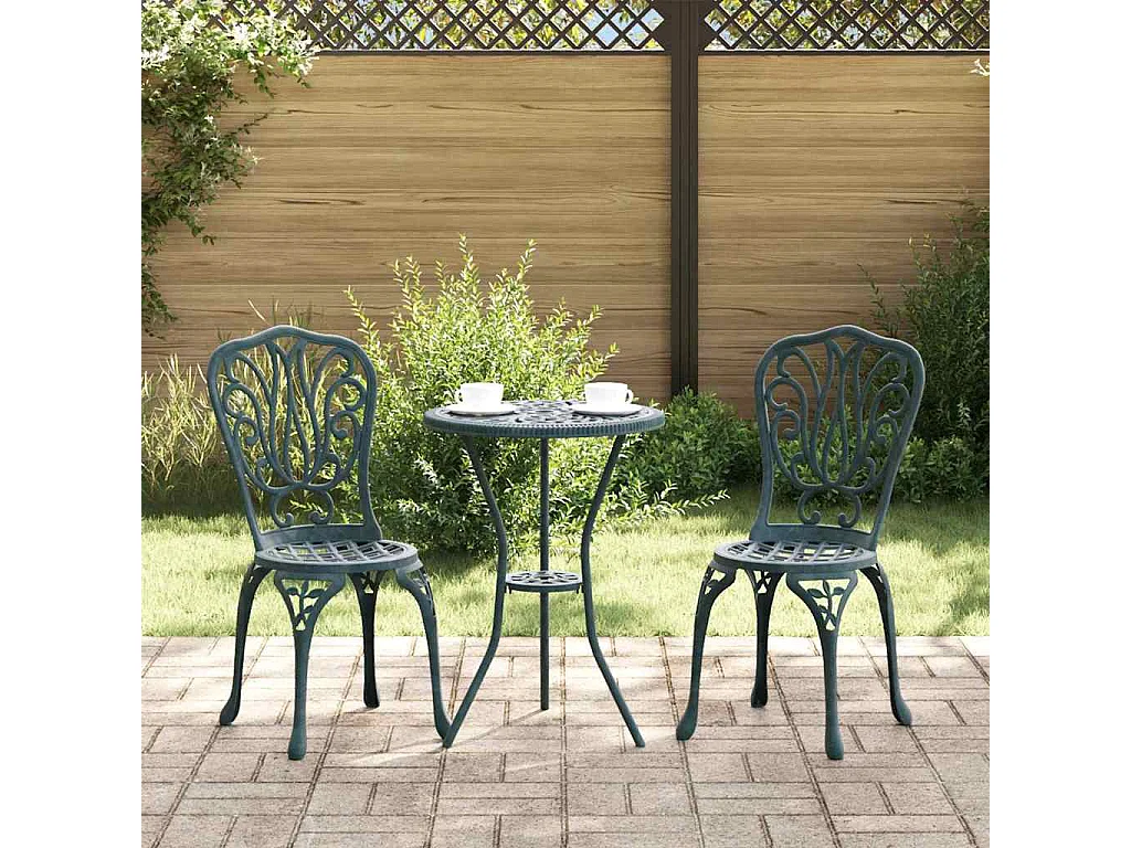 Juego Bistro de Jardín 3 piezas Verde Aluminio