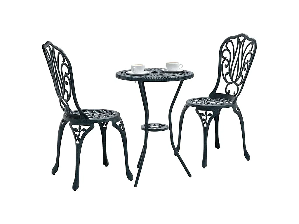 Juego Bistro de Jardín 3 piezas Verde Aluminio