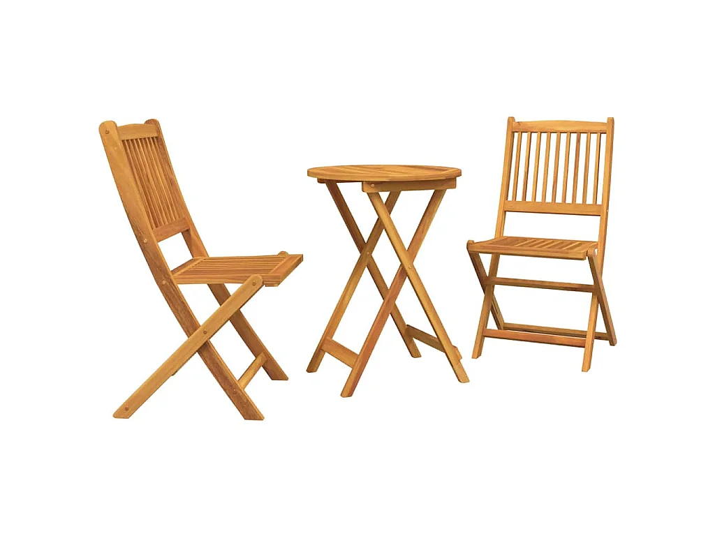 Juego Bistro de Jardín 3 piezas Marrón madera maciza de acacia