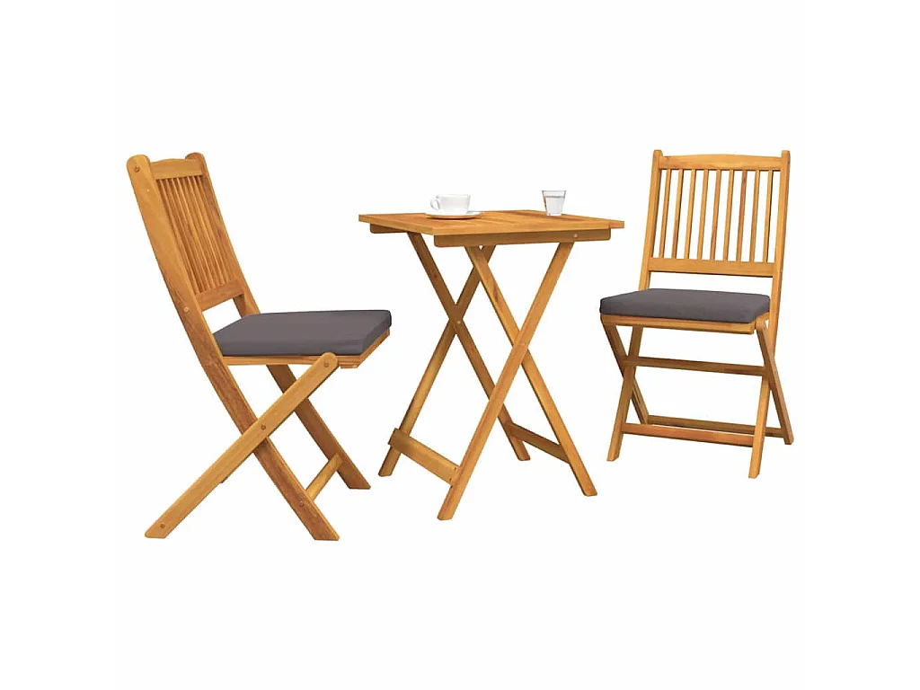 Juego Bistro de Jardín 3 piezas Marrón madera maciza de acacia