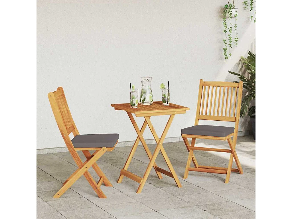 Juego Bistro de Jardín 3 piezas Marrón madera maciza de acacia