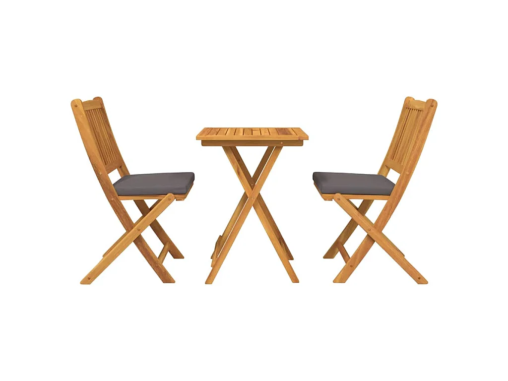 Juego Bistro de Jardín 3 piezas Marrón madera maciza de acacia