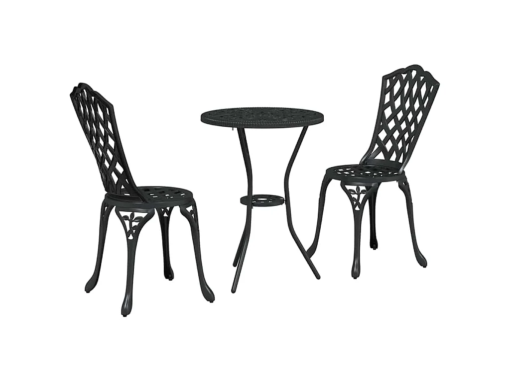 Juego Bistro de Jardín 3 piezas Negro Aluminio