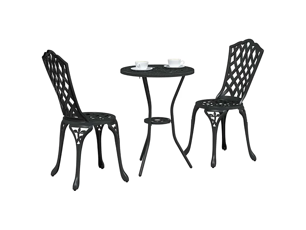 Juego Bistro de Jardín 3 piezas Negro Aluminio