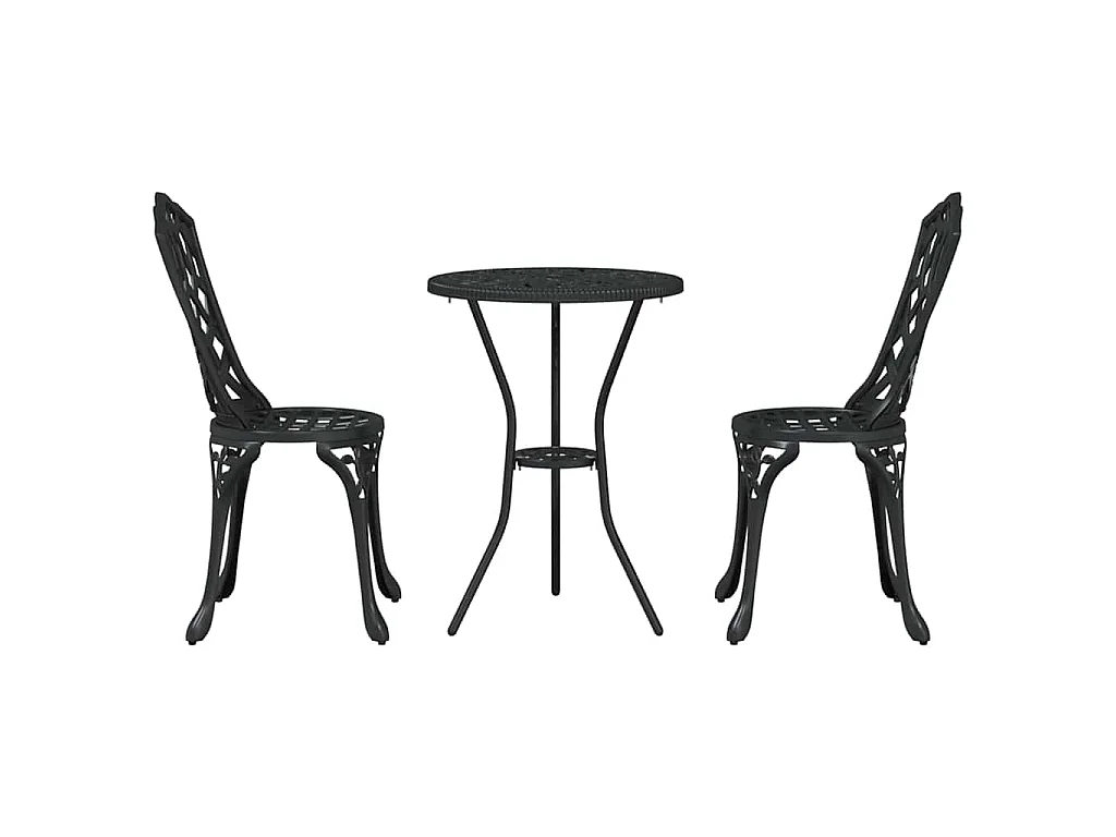 Juego Bistro de Jardín 3 piezas Negro Aluminio