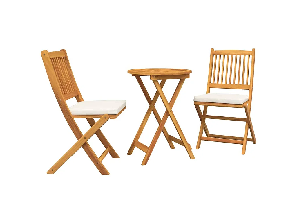 Juego Bistro de Jardín 3 piezas Marrón madera maciza de acacia