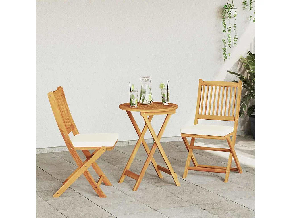 Juego Bistro de Jardín 3 piezas Marrón madera maciza de acacia