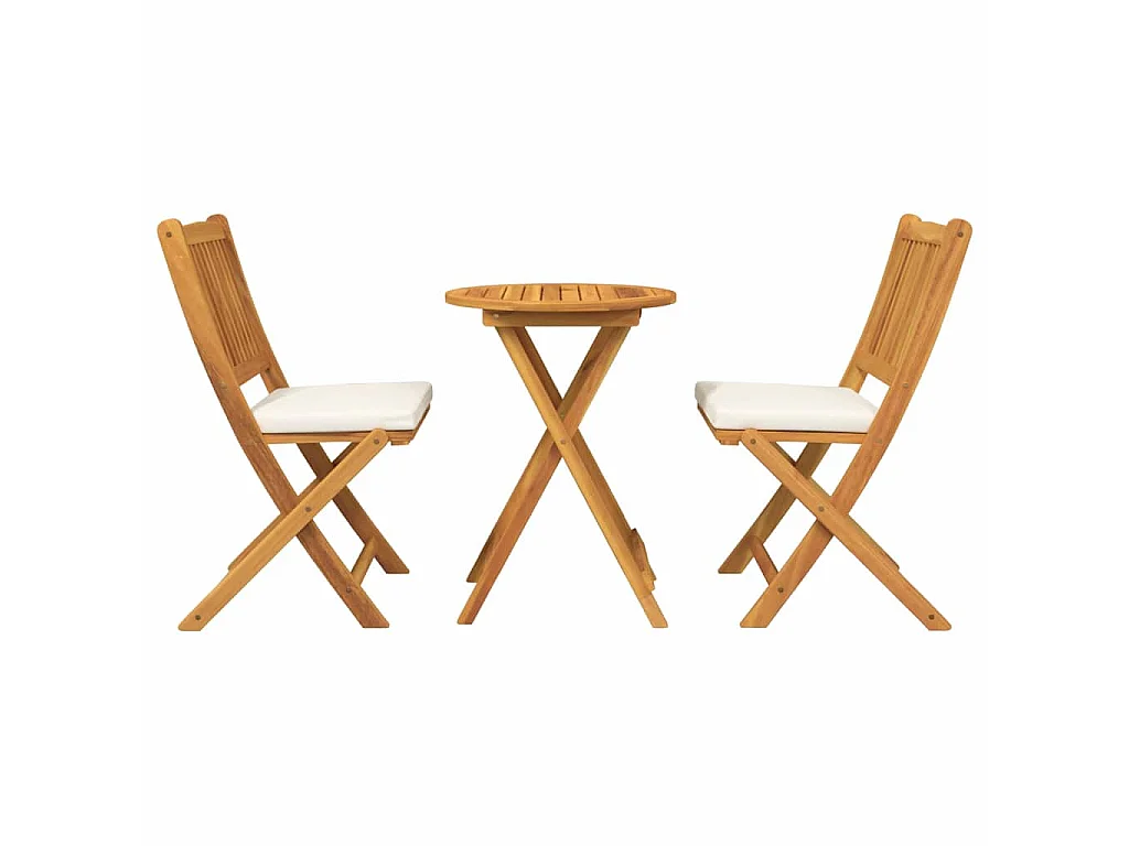 Juego Bistro de Jardín 3 piezas Marrón madera maciza de acacia