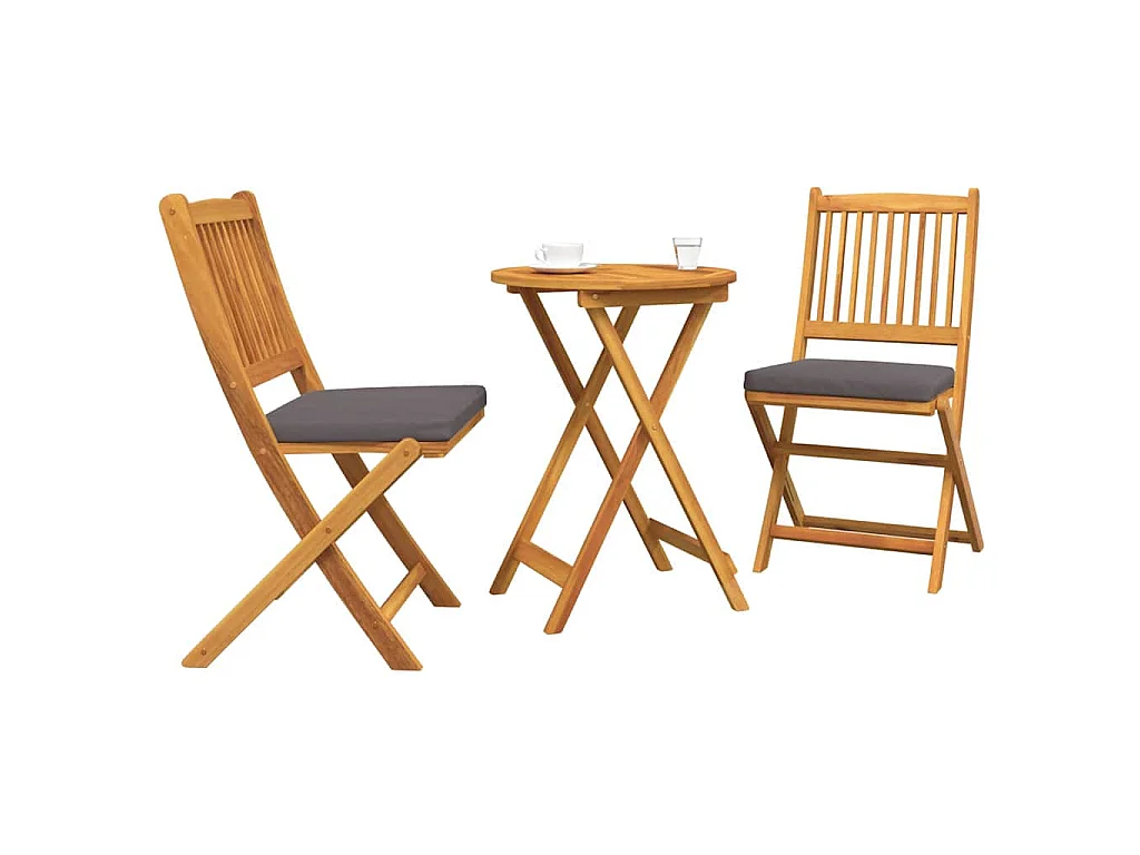 Juego Bistro de Jardín 3 piezas Marrón madera maciza de acacia
