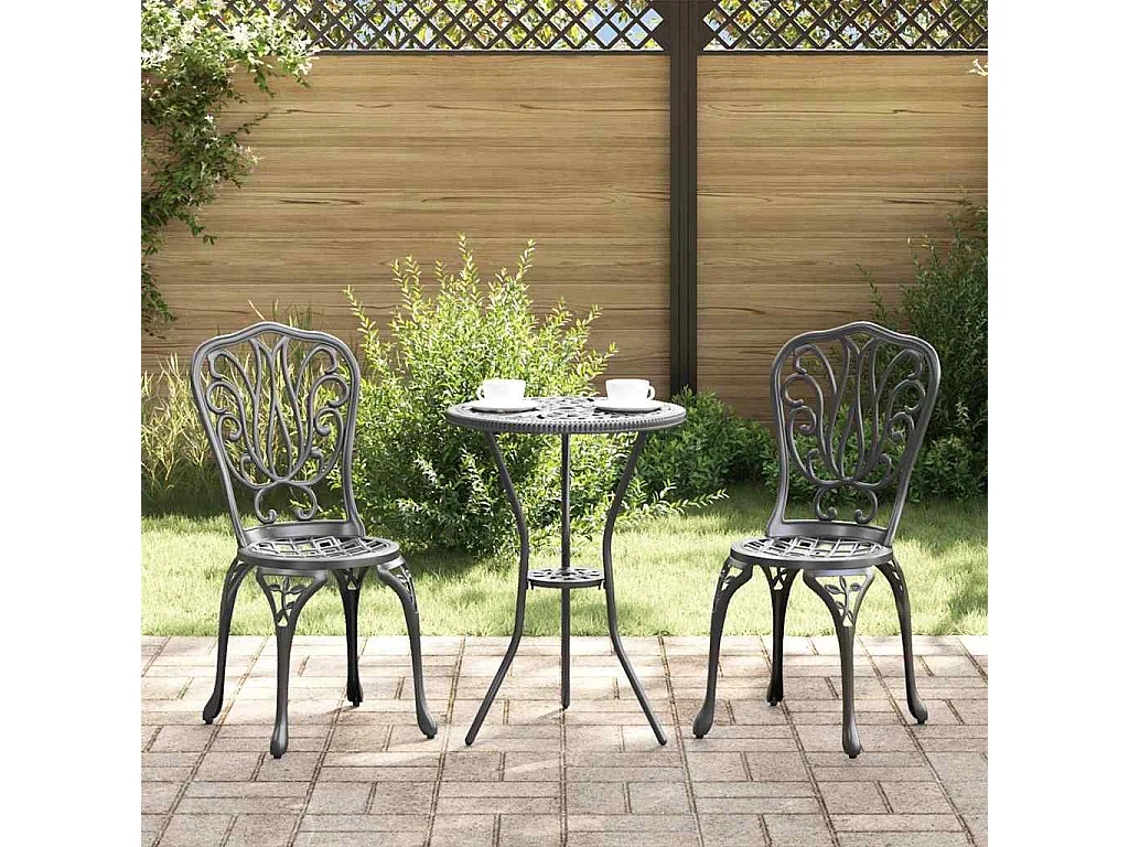 Ensemble bistro de jardin 3 pièces Noir Aluminium