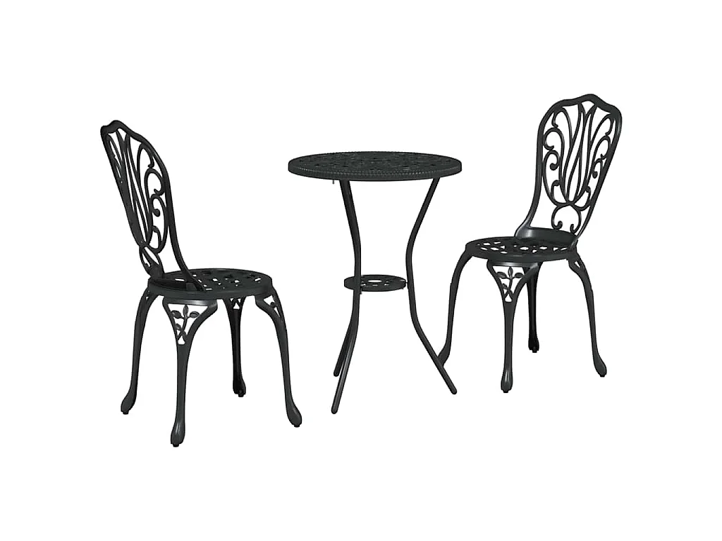 Ensemble bistro de jardin 3 pièces Noir Aluminium