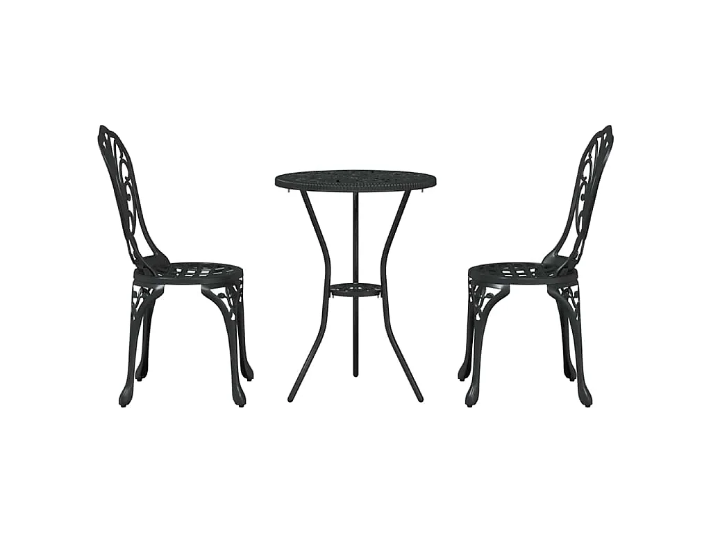 Ensemble bistro de jardin 3 pièces Noir Aluminium