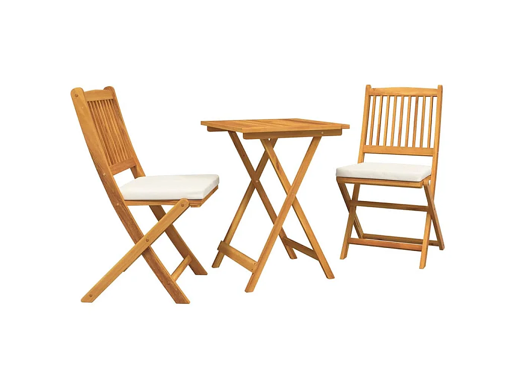 Juego Bistro de Jardín 3 piezas Marrón madera maciza de acacia