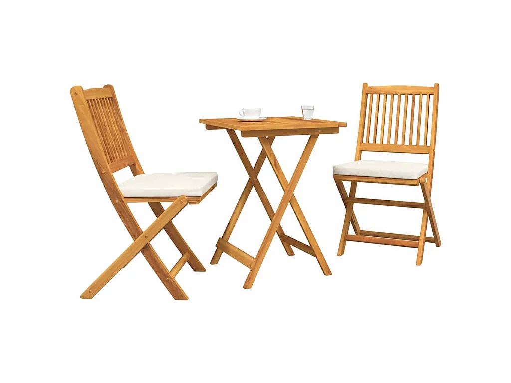 Juego Bistro de Jardín 3 piezas Marrón madera maciza de acacia